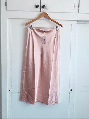 Eterne Camila Silk Midi Skirt - Pink